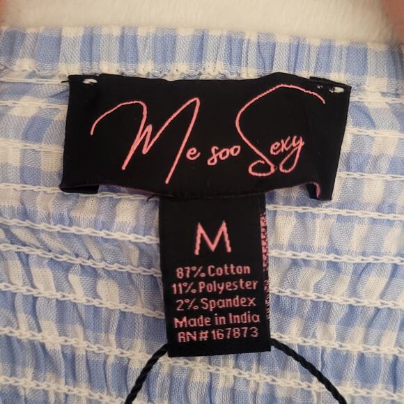 Sky Blue Gingham Milkmaid Cottagecore Countrycore Dorothy Smocked Top Sz M NWT - Picture 3 of 7